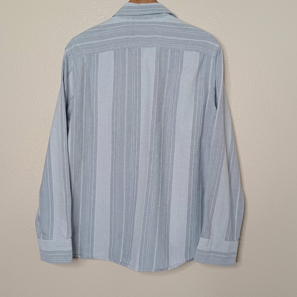 Mossimo Supply Co Men's Large Grey 100% Cotton Long Sleeve Stripe Button Shirt - Picture 6 of 9